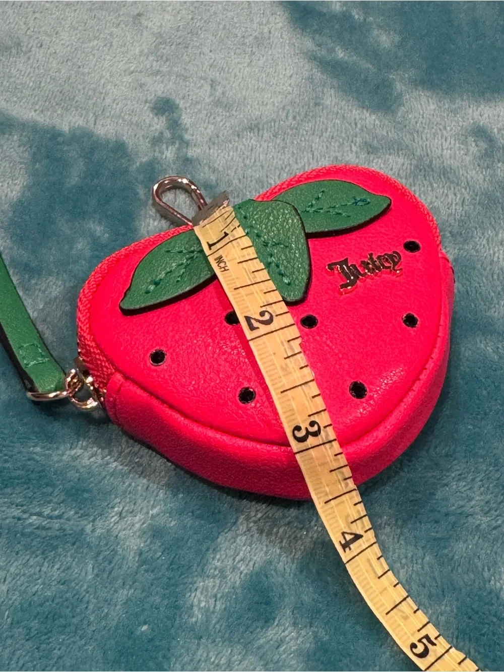 Juicy Couture Strawberry Coin Purse - Red with Green Leaves